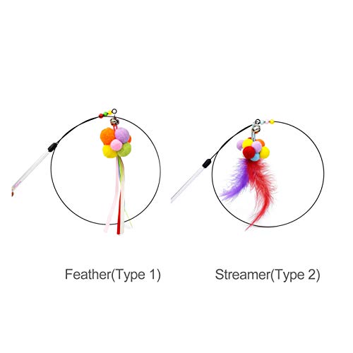 mewmewcat Bastão interativo de gato com bolas Sinos Varinha de pena para provocação de gato Exercíci