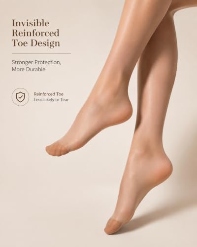 Image of oeat 20D High Density Nude Tights for Women, Sheer Control Top Pantyhose