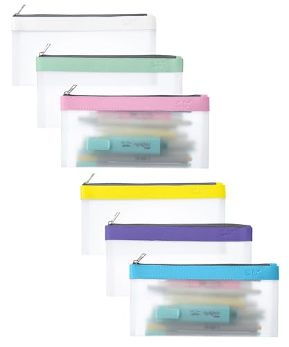 Image of Mr. Pen- Clear Pencil Pouch, 8.50 inchx4.25 inch, 6 Pack, Durable TPU Material | Medium Water-Resistant Pencil Bags with Smooth Zipper, Multipurpose Clear Pouch for Stationery, School, Office