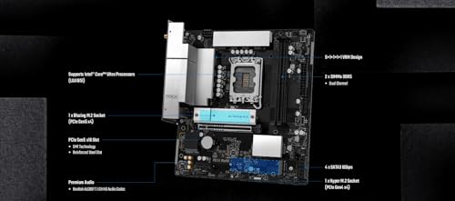 Image of ASRock B860M Rock WiFi Micro-ATX Motherboard, Supports Intel Core Ultra Processors (Series 2, LGA1851), DDR5 8333+ (OC), PCIe 5.0, 2.5G LAN, Wi-Fi 6E