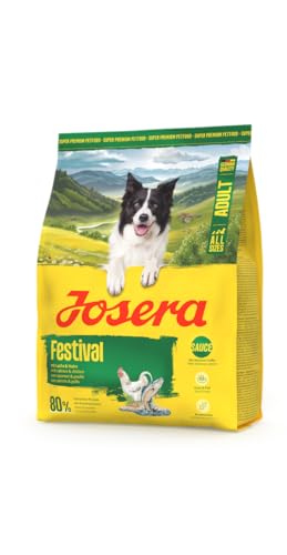JOSERA Adult Festival Lachs & Huhn (1 x 900 g) | Premium Trockenfutter für ausgewachsene wählerische aktive Hunde | energiereich | in leckerem Soßenmantel auch zum Einweichen | glutenfrei | 1er Pack