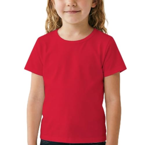 Image of Girls /Kids /Toddlers Crew Neck Cotton T-Shirts Short Sleeve Summer Basic Tops(Age 2-12Y)