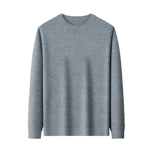 Men's Round Neck Sweater Long Sleeved Solid Color Soft Warm Pullovers Base Sweater Top