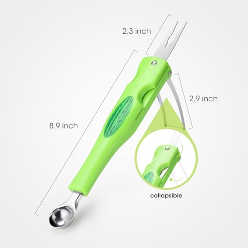 Aieve 2 Pack Watermelon Cutter Slicer with Fruit Fork Slicer and Melon Baller Scoop, 3 in 1 Stainless Steel Watermelon Knife Tool Set for Home,Party,Camping - Thumbnail 5