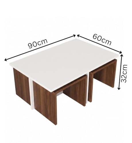 Image of Spyder Home Decore Nesting Coffee Table, Walnut & White