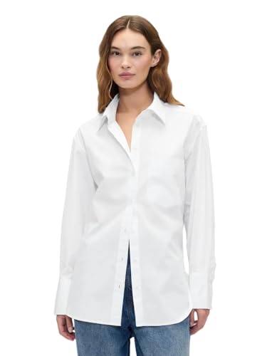 GAP Women's Woven Big Shirt, Optic White 1, Large