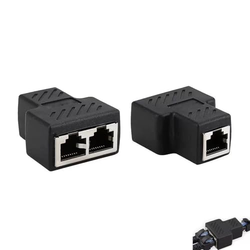 2 Piezas Conectores Divisores RJ45, Duplicador Ethernet, Empalme RJ45 1 a 2 Ethernet, Divisor LAN RJ45 Hembra a Hembra, Adaptador de Red para Extensión de Cable Cat5 Cat5e Cat6 Cat7, Conector Blindado