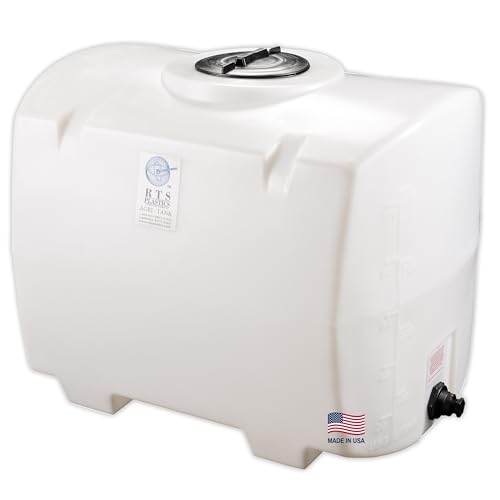 Image of RTS Plastics Rotomolded Polyethylene PCO-100 Gallon Tank for Water and Non-Flammable Liquids with Molded Grad Strip and Siphon Elbow
