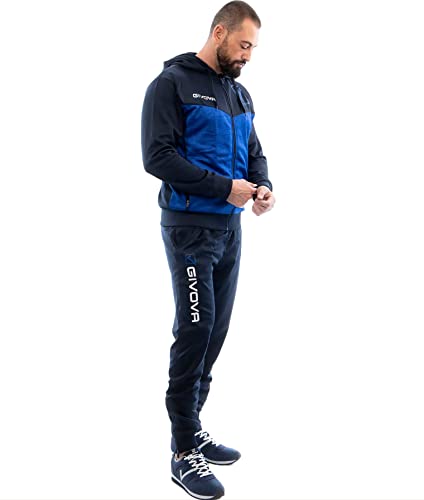 GIVOVA TR018P-0446-L Chándal Visa Melange con capucha polarfleece, azul/azul jaspeado, talla L