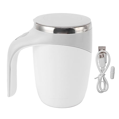 ciciglow Automatic Magnetic Stirring Coffee Mug, USB Rechargeable Self Stirring Mug Electric Mixing Cup for Milk Cocoa At Office Kitchen Travel 380ML (White)