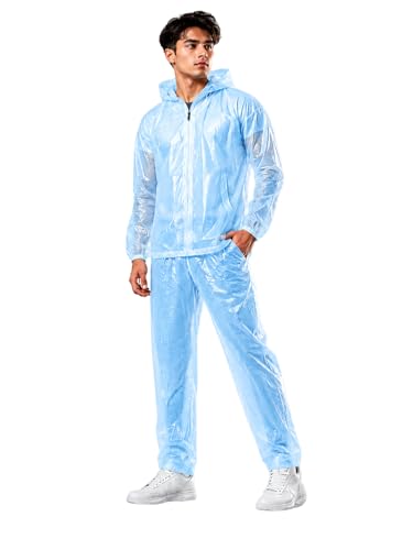 Image of Krystle Men's PVC Rainsuit with Hoods and Side Pocket, 100% Waterproof Portable Rainwear (Multicolor,Multisize)