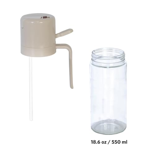 Glad 2 in 1 Oil Dispenser, 18.6oz/550ml - Olive Oil Sprayer for Cooking, Pouring Salad Dressing, and Grilling - Kitchen Gadget with Refillable Glass Bottle, Handle, and Mist or Pour Options - Beige - image 3