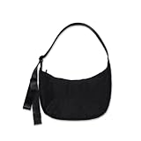 Medium Nylon Crossbody Crescent Bag: Black Slouchy Style Shoulder Casual with 47