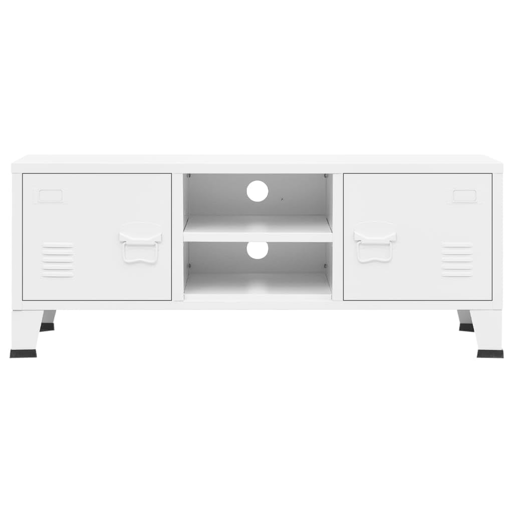 vidaXL Mueble de TV Industrial Aparador Armario Auxiliar Soporte Consola Cajón Televisión Sala Estante Almacenaje Mueble Salón Metal Blanco