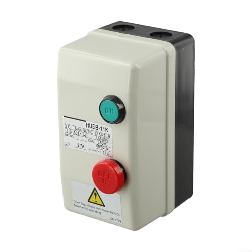 Démarreur de moteur électrique magnétique avec protection contre les surcharges pour moteurs triphasés 380 V, interrupteur étanche (1,8-2,7 A)