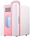 Kompaktowa lodówka z funkcją chłodzenia/ogrzewania, przenośna lodówka o pojemności 10 litrów — na żywność, napoje, do pielęgnacji skóry — w zestawie wtyczki AC i DC, różowa (różowa)