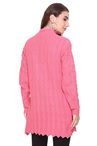 Image of Womens Full Sleeve Button Self Design Long Cardigan