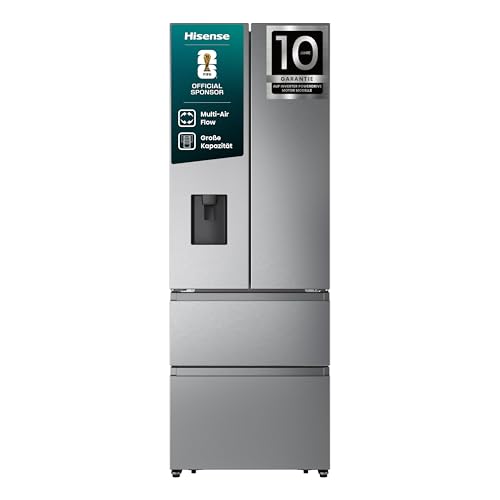 Hisense RF632N4WIE French Door Kühl-Gefrierkombination/ NoFrostPlus/ Inverter-Kompressor/ Wasserspender/ CrispZone/ 200 cm/ Kühlteil 336 l/ Gefrierteil 149 l/ 38 dB/ 295 kWh/ Jahr/ Inox-Look