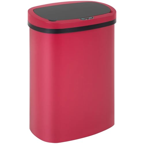 RROCOSIA Touch-Free 13 Gallon Garbage Can with Lid - Durable Plastic Automatic Trash Can for Kitchen & Bathroom - 49L High-Capacity Waste Bin (1, Red)