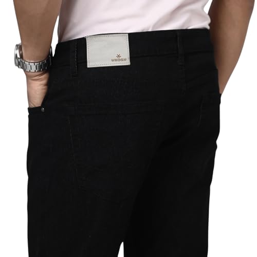 Image of WROGN Men's Slim Fit Jeans | Cotton Stretch | Solid | Casual Denim