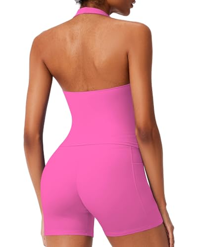 RXRXCOCO Halter Workout Sets 2 Piece V Neck Tank Tops