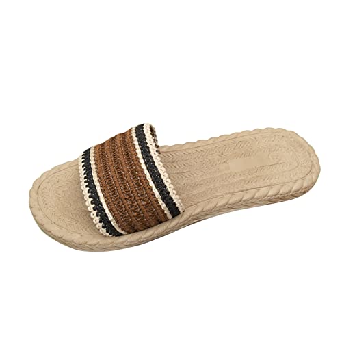 Chinelos femininos 91/2 10 moda feminina verão cor combinando pano aberto dedo aberto grama inferior
