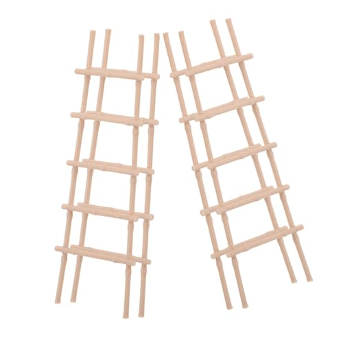 ERINGOGO 4 Piezas Miniature Step Ladder Mini Wooden Dollhouse Ladders For Creative Scene Decoration Compatible with Various Dollhouse Brands