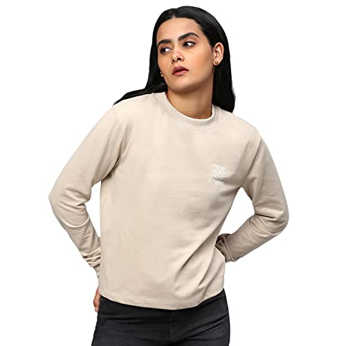 Image of Hubberholme Women's Winter Wear Cotton Blend Quote Print Crew Neck Sweatshirt