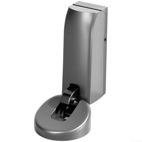 Butée de porte hydraulique compacte en alliage de zinc, avec support au sol pour amortir en douceur et réglage de la hauteur pour différents réglages de porte (gris)