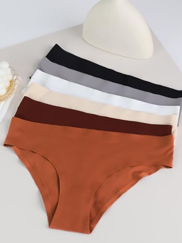 Kiqnsam Seamless Underwear for Women No Show Hipster Bikini Panties Low Rise Cheeky Breathable Soft Invisible Briefs 6 Pack