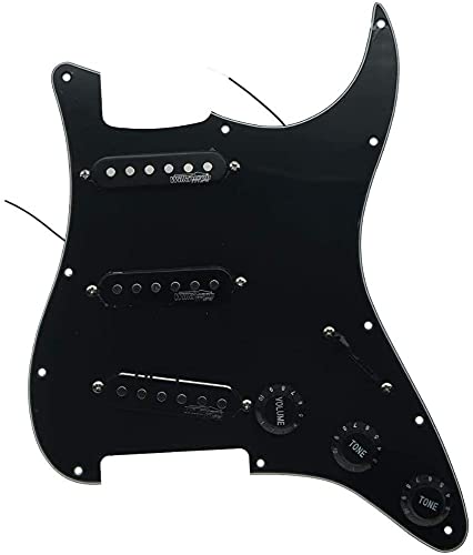 Dopro Loaded Guitar Pickguard with Wilkinson Pickups Prewired ST Pickguard for FD Strat Stratocaster Made In USA/Mexico Black 3Ply - Image 3