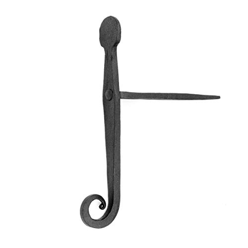 Renovators Supply Manufacturing Shutter Dogs 7 In. Rat Tail Shaped Black Wrought Iron Shutter Dogs With Mounting Hardware #TOP7