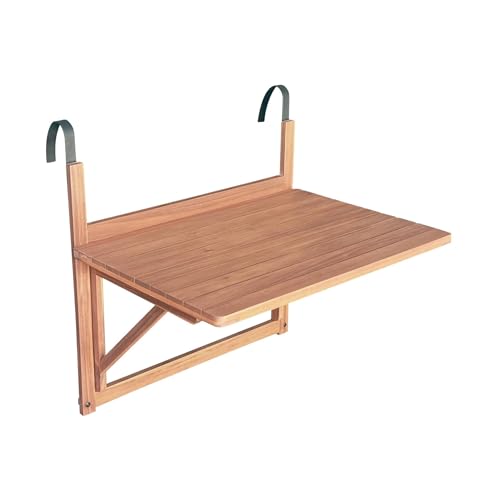 sweeek - Table d'appoint en Bois pour Balcon. rectangulaire. Rabattable. Hauteur Ajustable