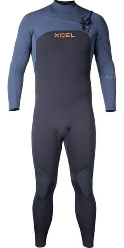 XCEL Traje de Neopreno para Hombre Comp + 4/3 mm con Cremallera en el Pecho, Color Negro y Azul