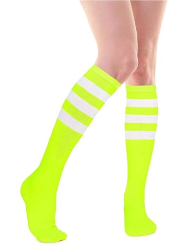 Image of Athletic Knee High Socks Stripe Running Baseball Thigh High Stockings Outdoor Sport Tube Socks