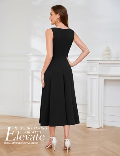 Aupuls Womens Midi Formal Dress High Low Ruffle V Neck Cocktail Party Wedding Guest Dresses3