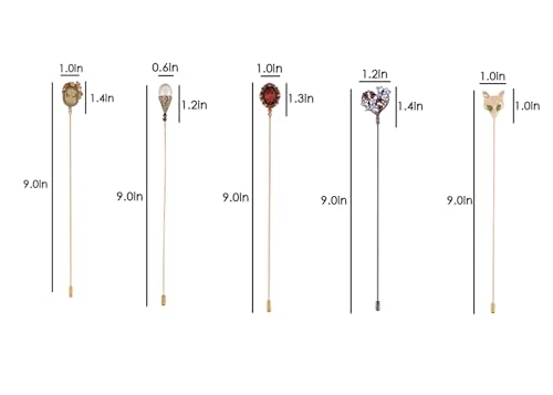 Image of Alilang 5Pcs Vintage Bendable Lapel Pins Classic Pin Brooches Set Accessories for Secure Styling on Hats, Scarves