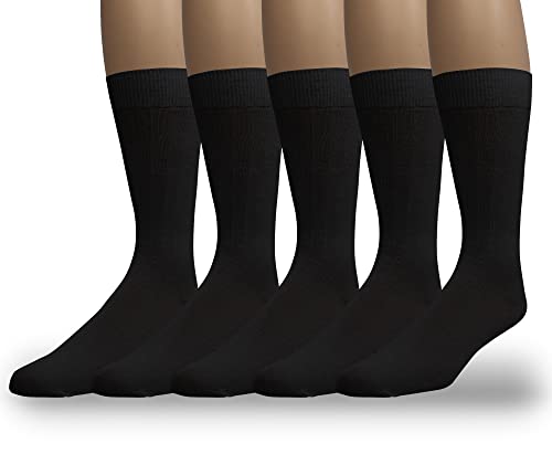EMEM Apparel Women's Soft Ribbed Cotton Knit Classic Crew Dress Socks 5-Pack