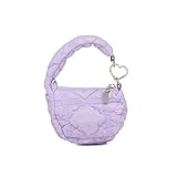 Super Mini Quilted Bag Puffer Wristlet Clutch Purse Nylon Padded Women's Handbags Evening Bag Charm Lipstick bag (Purple)