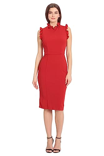 Image of Maggy London Womens Ruffle Neck and Armhole Sheath Dress