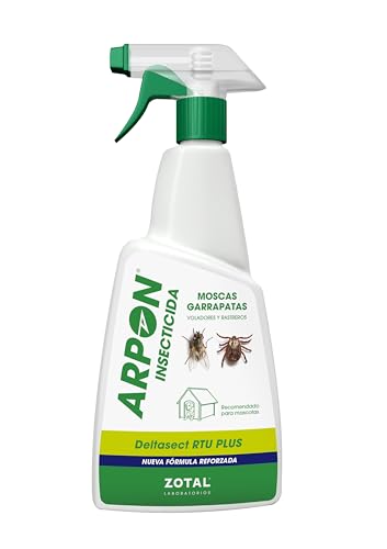Spray Insecticida Moscas - Garrapatas - Pulgas – Control de Insectos Voladores y Rastreros | Deltasec RTU Plus 750 ml | Nueva Fórmula Reforzada | ARPON ZOTAL