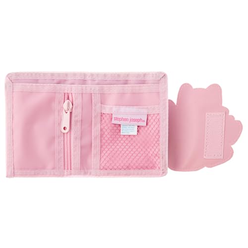 Image of Stephen Joseph, Kids Wallet, Tri-Fold Bi-Fold Wallet for Boys & Girls with Zipper Coin Pocket, Durable Polyester Small Wallet for Kids, Cute Designs for School & Travel, Pink Cat