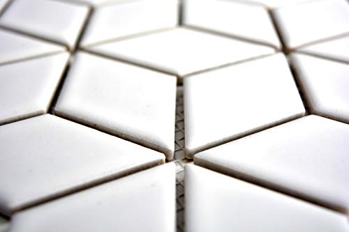MOS13OV-0101_f - Azulejos de cerámica en 3D, color blanco brillante, 10 unidades