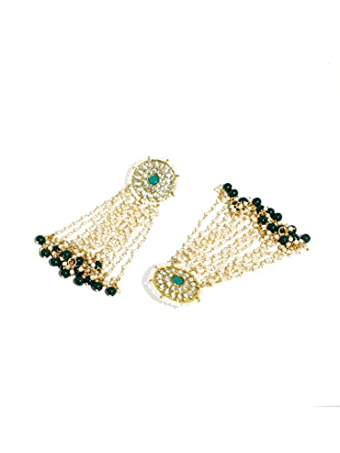 Image of Karatcart Gold Plated Pink Meena Lotus Design Kundan Dangler Earrings for Women (color may slightly vary due to photographic effect)