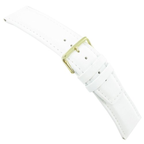 24mm Milano Waterproof Padded Stitched Genuine Leather White Replacement Watch Band