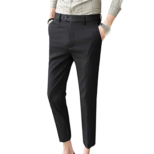 Summer Gentleman Wedding Pants Slim Men's Social Suit Pants Stretch England Streetwear Black 34 #TOP25