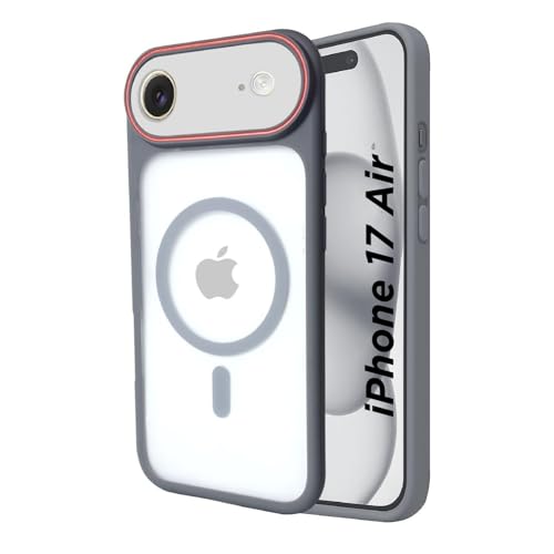 Image of AIBEX Magnetic Compatible Shockproof Case for iPhone 17 Air - Slim Protective Back Cover with Camera Lens Protection, Strong Magnetic Support, Anti-Slip Grip, Military Grade Drop Protection (Grey)