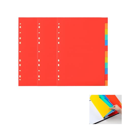 [Lot de 3] Intercalaires Classeur A4 à 12 Onglets Multi-Couleurs - Séparateurs A4 avec Multi-Perforations pour une Organisation Efficace de Vos Documents, intercalaires classeur a4 12 onglets