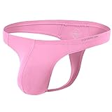 YINYOUYU Men's Thongs Bulge Enhancing Underwear G String Sexy T Back Butt-Flaunting Bamboo Bikini 3XL Pink