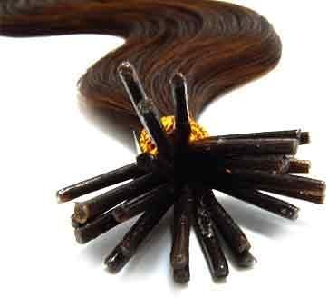 25 Strands Wavy Body Wave Micro Ring Links Locks Beads Keratin Stick I Tipped Pre Bonded Human Hair Extensions Color #4 (Medium Brown)